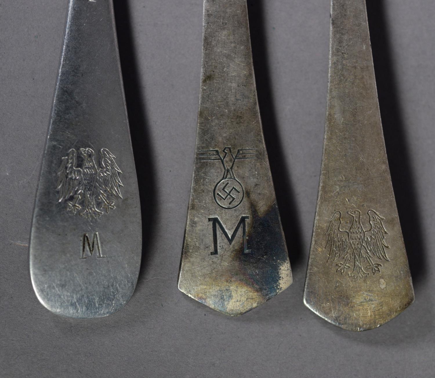 AN INTERESTING COLLECTION OF THIRD REICH ASSOCIATED TABLE FLATWARE: to include three forks and one - Image 2 of 2