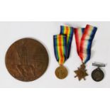 THREE FIRST WORLD WAR MEDALS TO 12146 CORPORAL HAROLD REDFERN, LANCASHIRE FUSILIERS, ALSO POSTHUMOUS