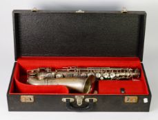 HESSEY'S ARTIST MODEL ELECTROPLATE VINTAGE ALTO SAXOPHONE S.C.38 with cream and black mouth piece