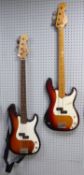 SQUIRE P BASS, Fender Jazz bass, sunburst finish, together with an unbranded guitar based on the