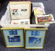 Large mixed lot in plastic crate to include boxed album with China, Coin Covers including Elvis