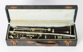 HAWKES & SON, LONDON, EXCELSIOR SONOROUS CLASS PRE-WAR CLARINET, hardwood and electroplate, in