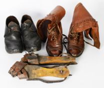 PAIR OF LATE 19th CENTURY, PROBABLY YOUNG ADULT'S CLOGS, of traditional form; a PAIR OF EARLY 20th