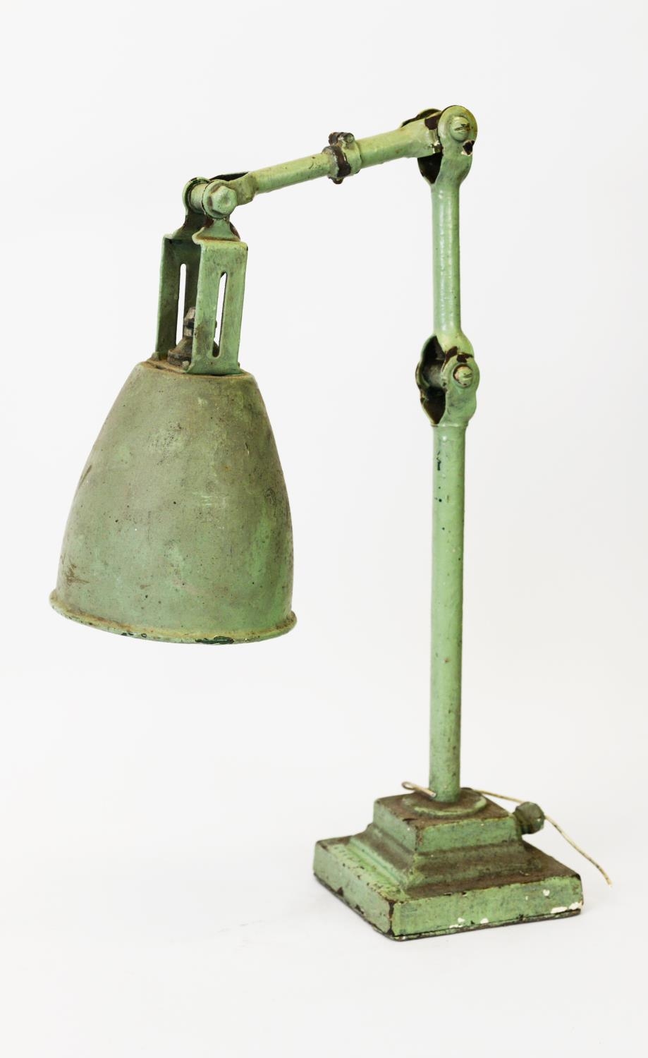 DUGDILLS, CIRCA 1930s PATENT PAINTED METAL ANGLEPOISE DESK LAMP, all original but later painted
