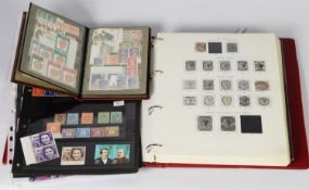 Selection of GB items, including the red Stanley Gibbons album, plus various other items on