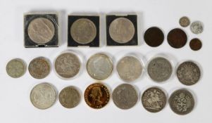 SELECTION OF COINAGE TO INCLUDE TWO QUEEN VICTORIA CROWNS 1889 and 1890 (both F), THREE AMERICAN