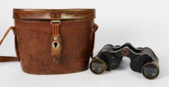 PAIR OF BAUSCH & LOMB, USA, WWII PRISM BINOCULARS (used in The Home Guard), in case