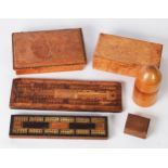 GOOD QUALITY BIRDSEYE MAPLE WOOD CIGARETTE BOX, the cover with carved flush hinge, 6 3/4in (17.