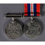 TWO WORLD WAR II SERVICE MEDALS, 1939 - 45 Defence Medal and 1939 - 45 War Medal with ribbon (2)