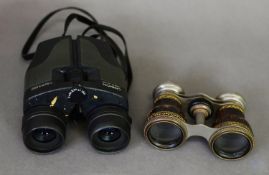 CHEVALIER - PARIS, PAIR OF EARLY 20th CENTURY PLATED METAL OPERA GLASSES, leather clad with gilt