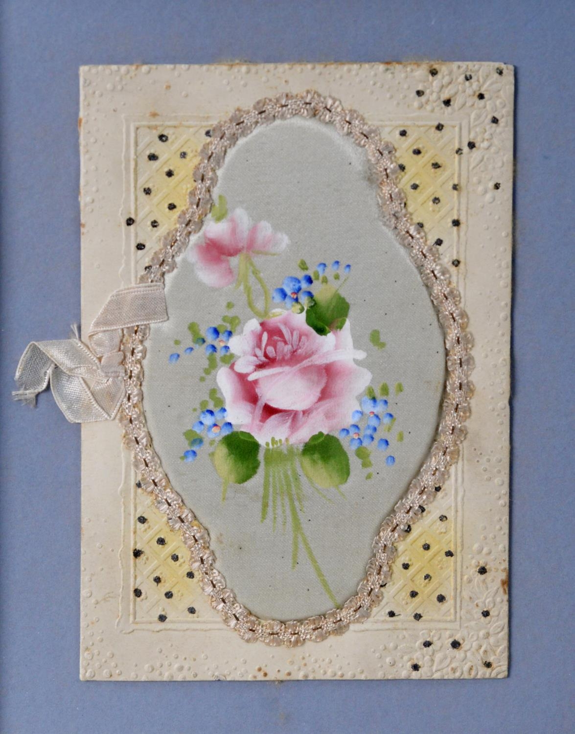 SEVEN EARLY 20th CENTURY VALENTINE AND OTHER SENTIMENTAL CARDS, with hand-painted or embroidered - Image 9 of 10