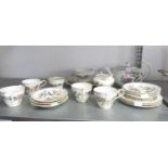 AYNSLEY 'PEMBROKE' PATTERN PART TEA SERVICE, INCLUDING; TEAPOT, MILK JUG, SUGAR BOWL, SANDWICH