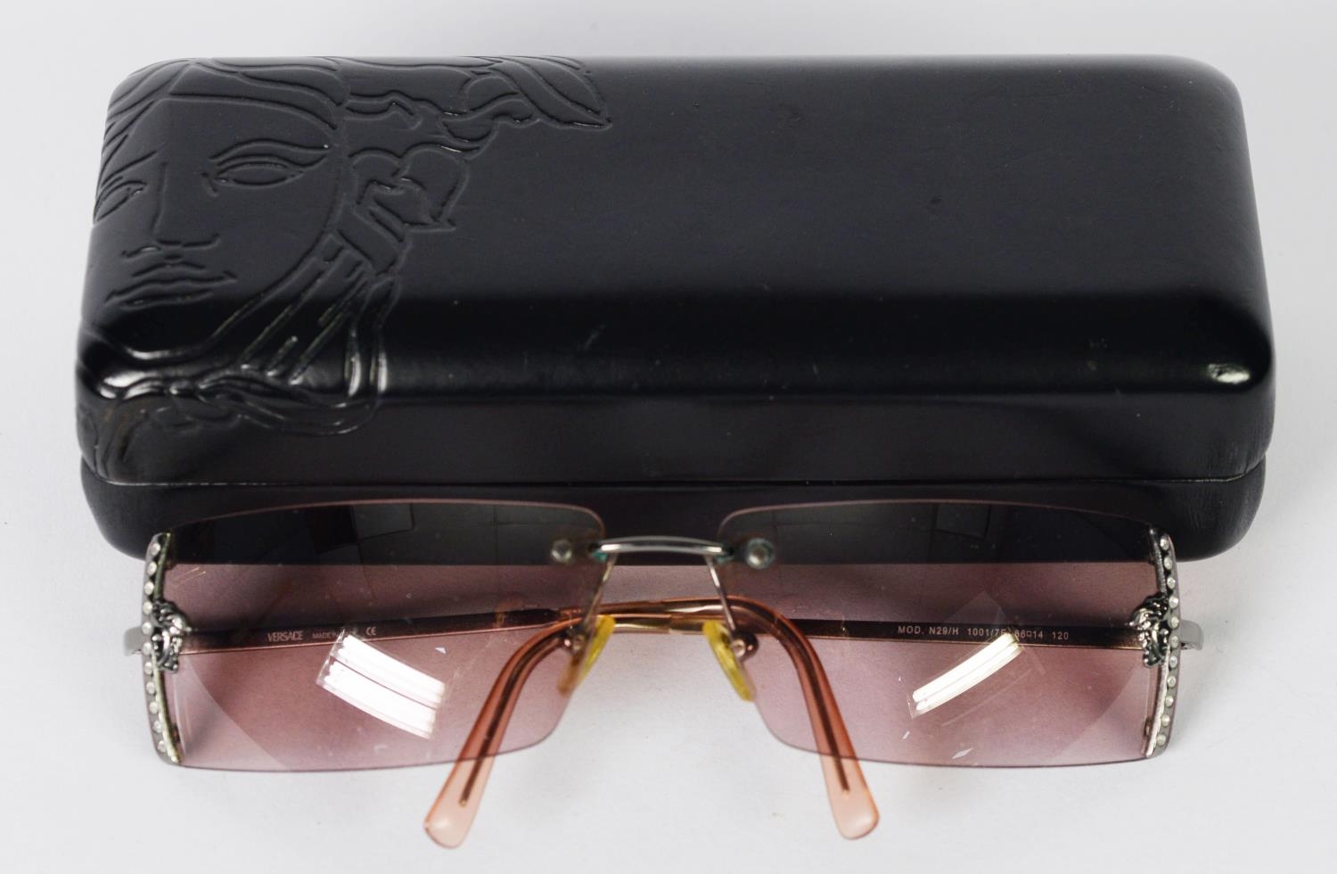 PAIR OF VERSACE-ITALY SUN GLASSES, MODEL No. N29/H with a certificate of authenticity and having