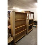 A PINE FOUR TIER OPEN BOOKCASE AND A TWO TIER OPEN BOOKCASE (2)