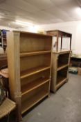 A PINE FOUR TIER OPEN BOOKCASE AND A TWO TIER OPEN BOOKCASE (2)