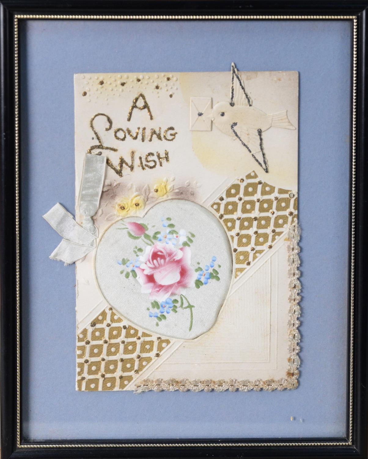 SEVEN EARLY 20th CENTURY VALENTINE AND OTHER SENTIMENTAL CARDS, with hand-painted or embroidered - Image 3 of 10