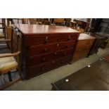 19TH CENTURY MAHOGANY CHEST OF TWO SHORT AND THREE LONG DRAWERS, WITH TURNED WOOD KNOB HANDLES AND