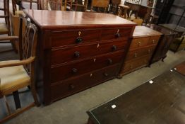 19TH CENTURY MAHOGANY CHEST OF TWO SHORT AND THREE LONG DRAWERS, WITH TURNED WOOD KNOB HANDLES AND