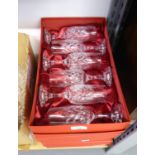 THREE BOXED SETS OF SIX SCHOTT ZWIESEL CUT GLASS WINE GLASSES (18)