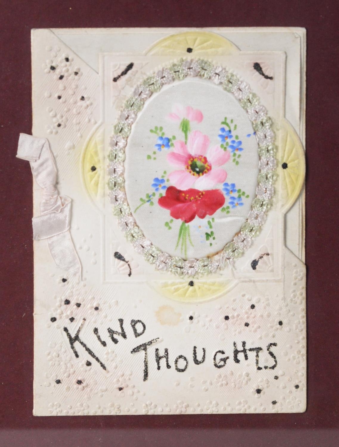 SEVEN EARLY 20th CENTURY VALENTINE AND OTHER SENTIMENTAL CARDS, with hand-painted or embroidered - Image 10 of 10