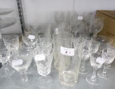 COLLECTION OF LEAD CRYSTAL AND DOMESTIC GLASS, INCLUDING; HIGH BALL TUMBLERS, CHAMPAGNE COUPES,