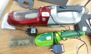 'DIRT DEVIL' CORDLESS HAND-HELD VACUUM CLEANER AND A 'GARDENLINE' CORDLESS ELECTRIC PAIR OF SMALL