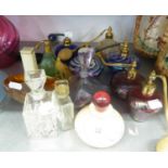 COLLECTION OF GLASS AND LEAD CRYSTAL SCENE BOTTLES AND PERFUME ATOMISERS, ROYAL BRIERLEY