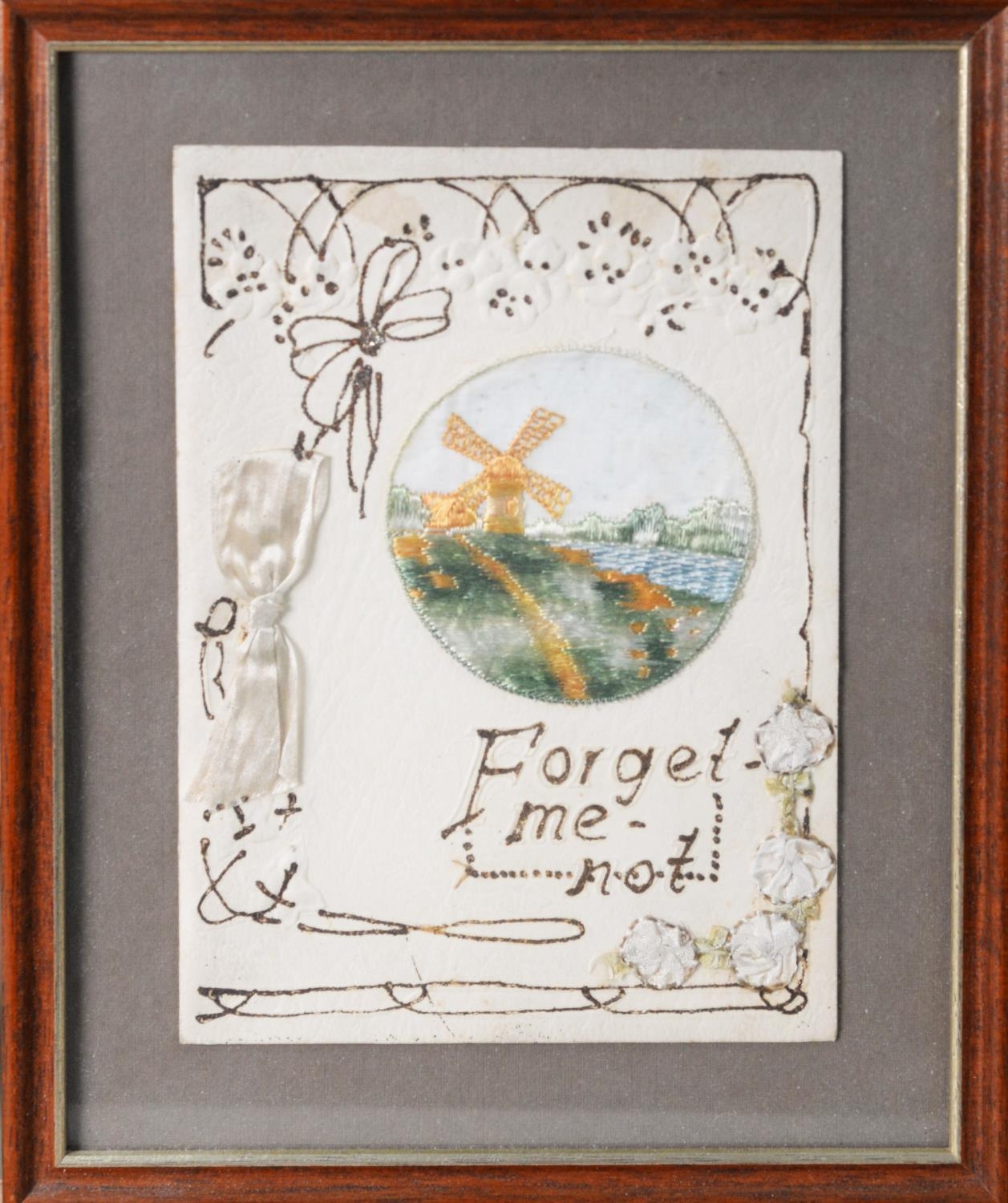 SEVEN EARLY 20th CENTURY VALENTINE AND OTHER SENTIMENTAL CARDS, with hand-painted or embroidered - Image 7 of 10