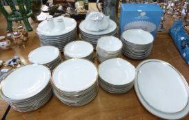 SUBSTANTIAL THOMAS, GERMANY, GILT EDGED WHITE PORCELAIN DINNER SERVICE FOR 20 PERSONS AND A CAKE