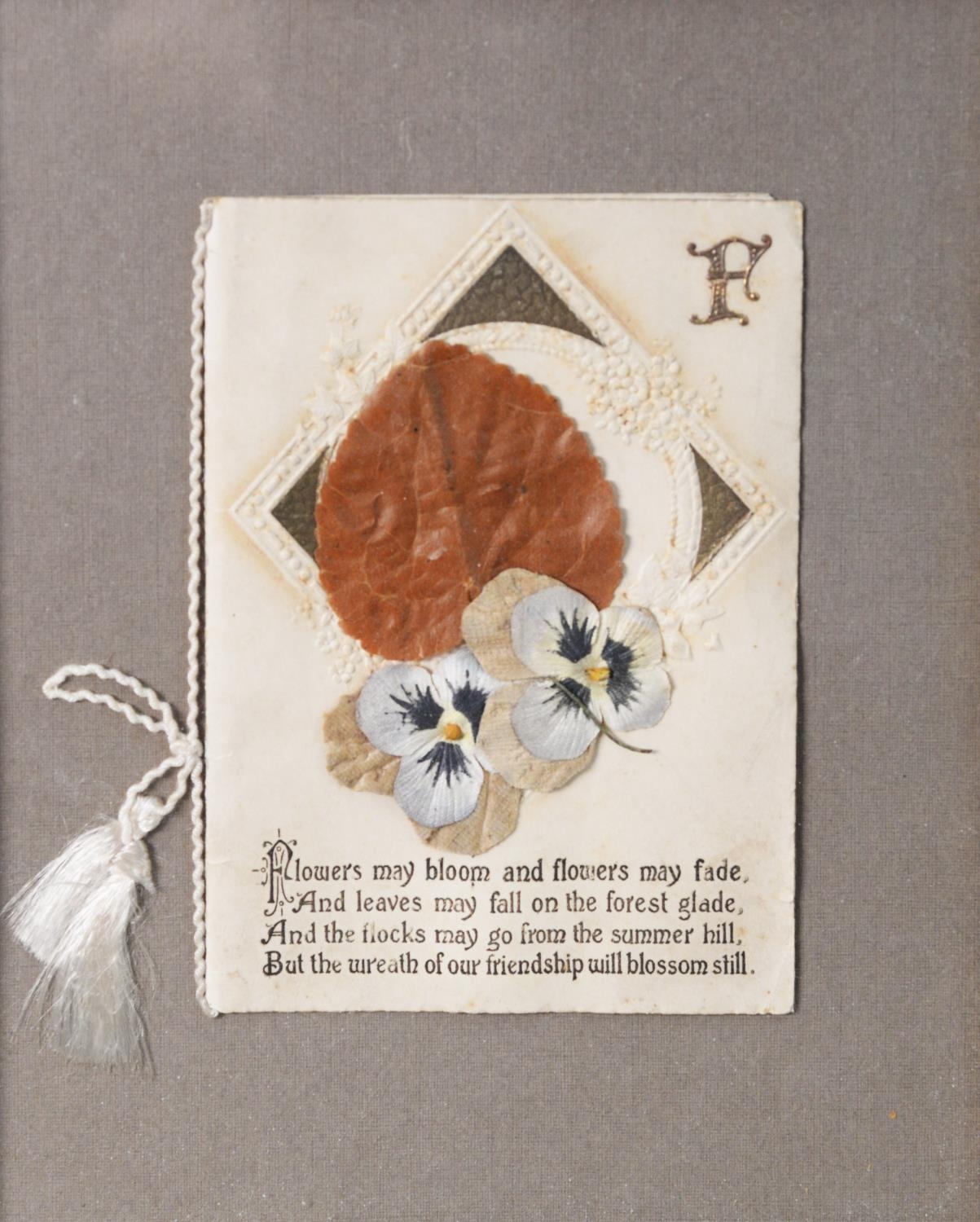 SEVEN EARLY 20th CENTURY VALENTINE AND OTHER SENTIMENTAL CARDS, with hand-painted or embroidered - Image 6 of 10