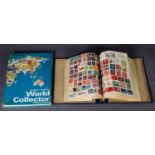 STAMPS, WELL-FILLED ACE HERALD STAMP ALBUM plus the WORLD COLLECTOR
