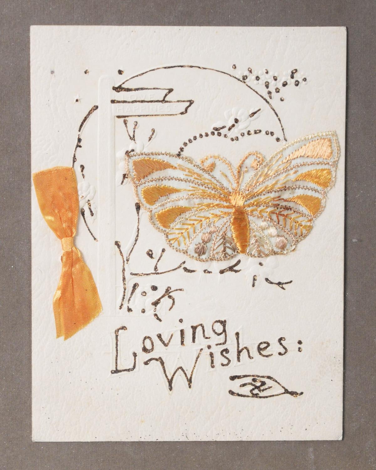 SEVEN EARLY 20th CENTURY VALENTINE AND OTHER SENTIMENTAL CARDS, with hand-painted or embroidered - Image 8 of 10