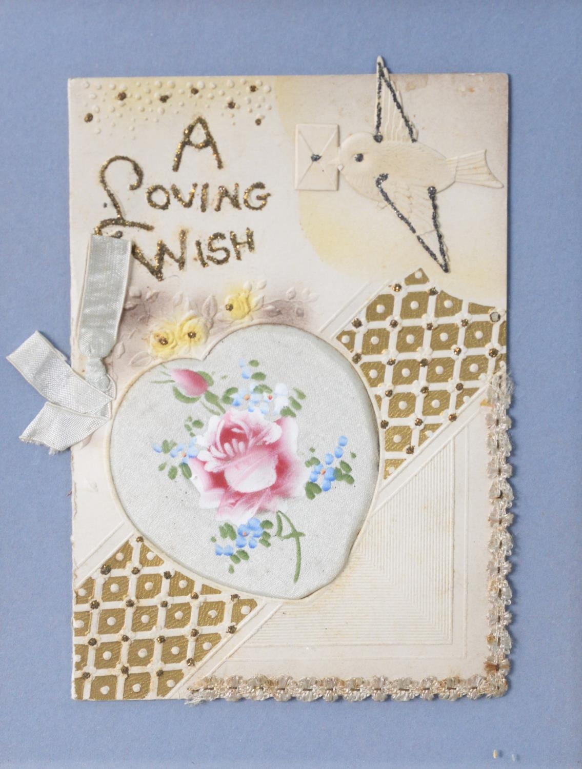 SEVEN EARLY 20th CENTURY VALENTINE AND OTHER SENTIMENTAL CARDS, with hand-painted or embroidered - Image 4 of 10
