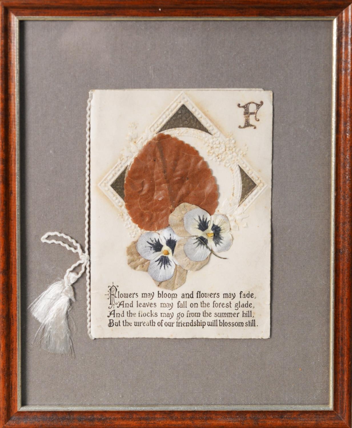 SEVEN EARLY 20th CENTURY VALENTINE AND OTHER SENTIMENTAL CARDS, with hand-painted or embroidered - Image 5 of 10