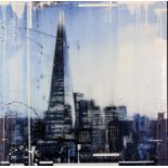 KRIS HARDY (b.1978) MIXED MEDIA ON CANVAS ‘Shard at Dusk’ Signed, titled to gallery label verso