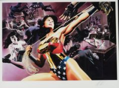 ALEX ROSS (b.1970) FOR DC COMICS ARTIST SIGNED LIMITED EDITION COLOUR PRINT ‘Wonder Woman Defender