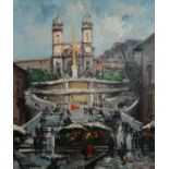 UNATTRIBUTED (TWENTIETH CENTURY) OIL ON CANVAS Spanish steps, Rome Indistinctly signed G****LY 23 ½”