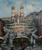 UNATTRIBUTED (TWENTIETH CENTURY) OIL ON CANVAS Spanish steps, Rome Indistinctly signed G****LY 23 ½”