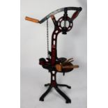 ‘CHARLES PINEL, FONDERIE DE MAROMME’ FRENCH VINTAGE MAROON AND BLACK PAINTED HAND OPERATED CAST IRON