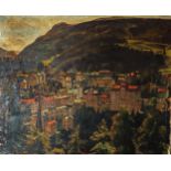 MICHAEL GILBERY (1913-2000) OIL ON CANVAS View of Pietransanta, Northern Italy Signed 25” x 30“ (