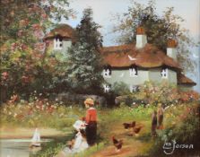 LES PARSON (b. Rochdale 1945) PAIR OF OIL PAINTINGS ON CANVAS Country scenes with children, one -