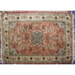 BELGIUM PRADO 'TAJ MAHAL' PURE NEW WOOL LARGE RUG with hand-knotted fringe and moth proofed, the