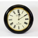 A C RENK, 14A CHAPEL St. SALFORD, WALL CLOCK WITH EBONISED CASE, of typical form with 12” Roman dial