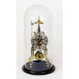 J HEWITT TWIST, MANCHESTER POLISHED BRASS SKELTON CLOCK, the 5 ¼” silver Roman dial, powered by a