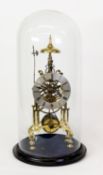 J HEWITT TWIST, MANCHESTER POLISHED BRASS SKELTON CLOCK, the 5 ¼” silver Roman dial, powered by a