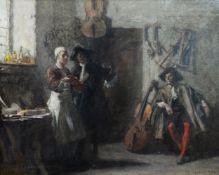 SEYMOUR LUCAS (EARLY TWENTIETH CENTURY) OIL ON CANVAS ‘The Tuscan Strad, Original sketch' Signed and