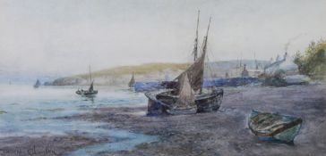 JOSEPH HUGHES CLAYTON (act. 1891-1929) TWO WATERCOLOURS Coastal scenes with fishing boats Signed