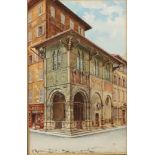 A MARRANI (Florence, Nineteenth Century) WATERCOLOUR Highly detailed Florentine building facade