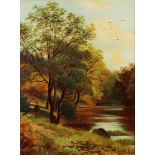 J E DALBY (Late Nineteenth Century) PAIR OF OIL PAINTINGS ON CANVAS Wooded river landscapes Each