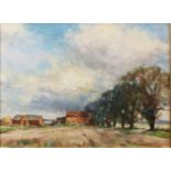 OWEN WATERS (1916-2004) OIL ON BOARD Norfolk Farm Signed 8 ¼” x 11 ¼” (21cm x 28.5cm)